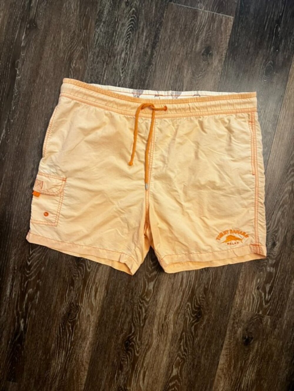 Men's Tommy Bahama Relax Swim Shorts, Size L, Light Orange, Pockets, Ex Con!